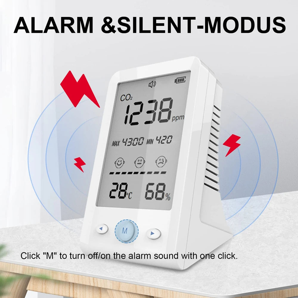 NDIR CO2 Meter and Air Quality Monitor with LCD Display - Smarsty