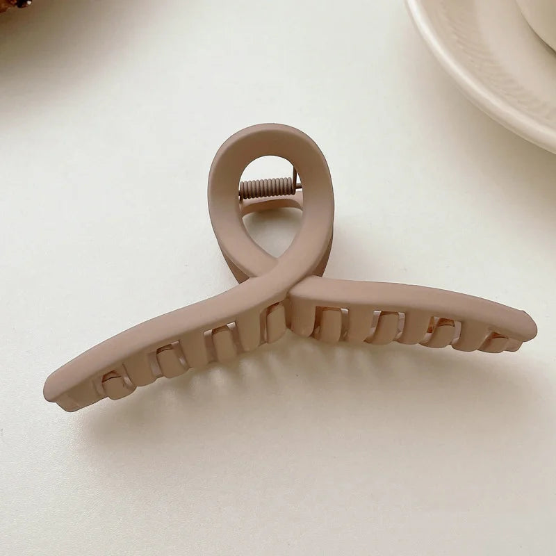 Korean Coffee Beige Acrylic Geometric Hair Claw Clip Large - Smarsty