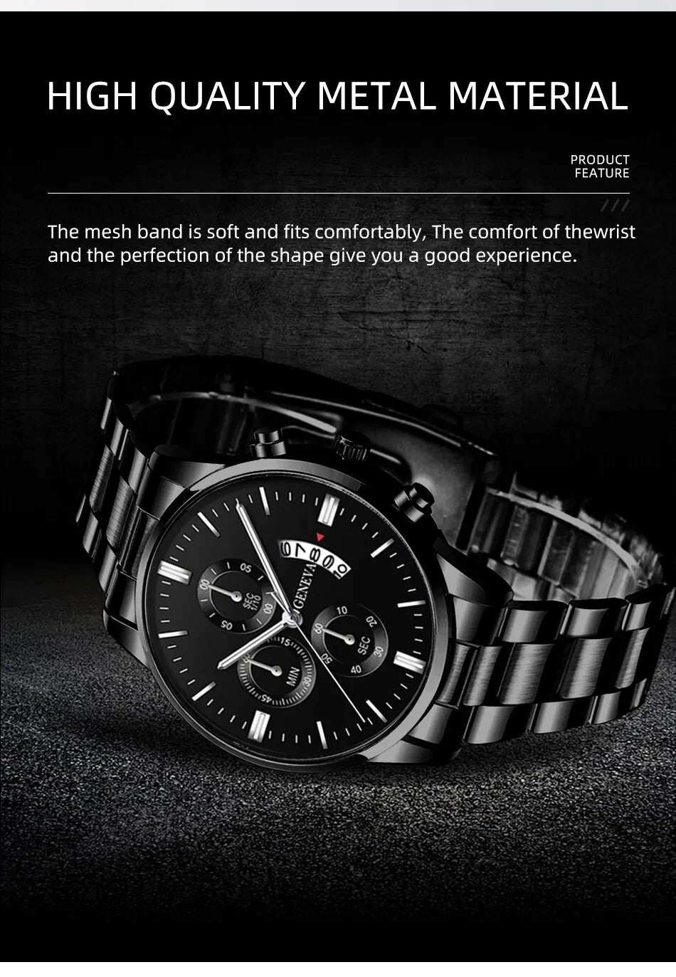 Luxury Black Stainless Steel Quartz Watch for Men - Smarsty