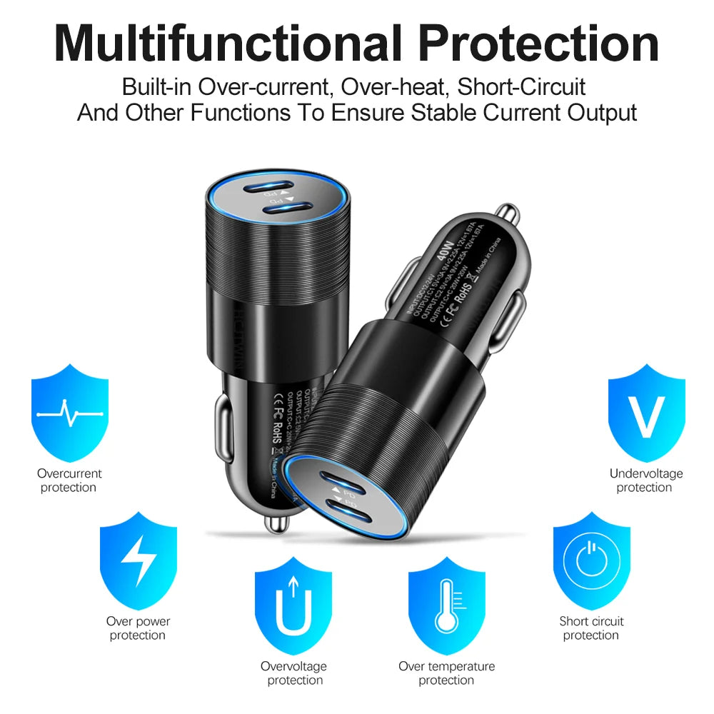 HeavyDuty USB Type C Car Charger PD Fast SixtyFiveW Output - Smarsty