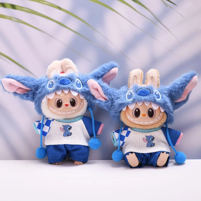for 17cm Labubu Doll Clothes Fashion Clothes Plush Stitch Set Doll Clothes Cute Cartoon Sets Dolls Accessories Gifts - Smarsty