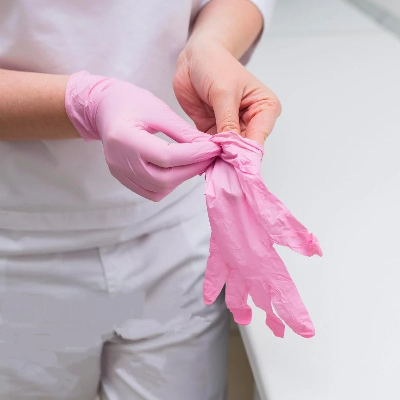 20/50/100PCS Pink Nitrile Disposable Gloves 3.5mil Latex Free Household Cleaning Gloves for Food Pre Tattoo Beauty Esthetician - Smarsty
