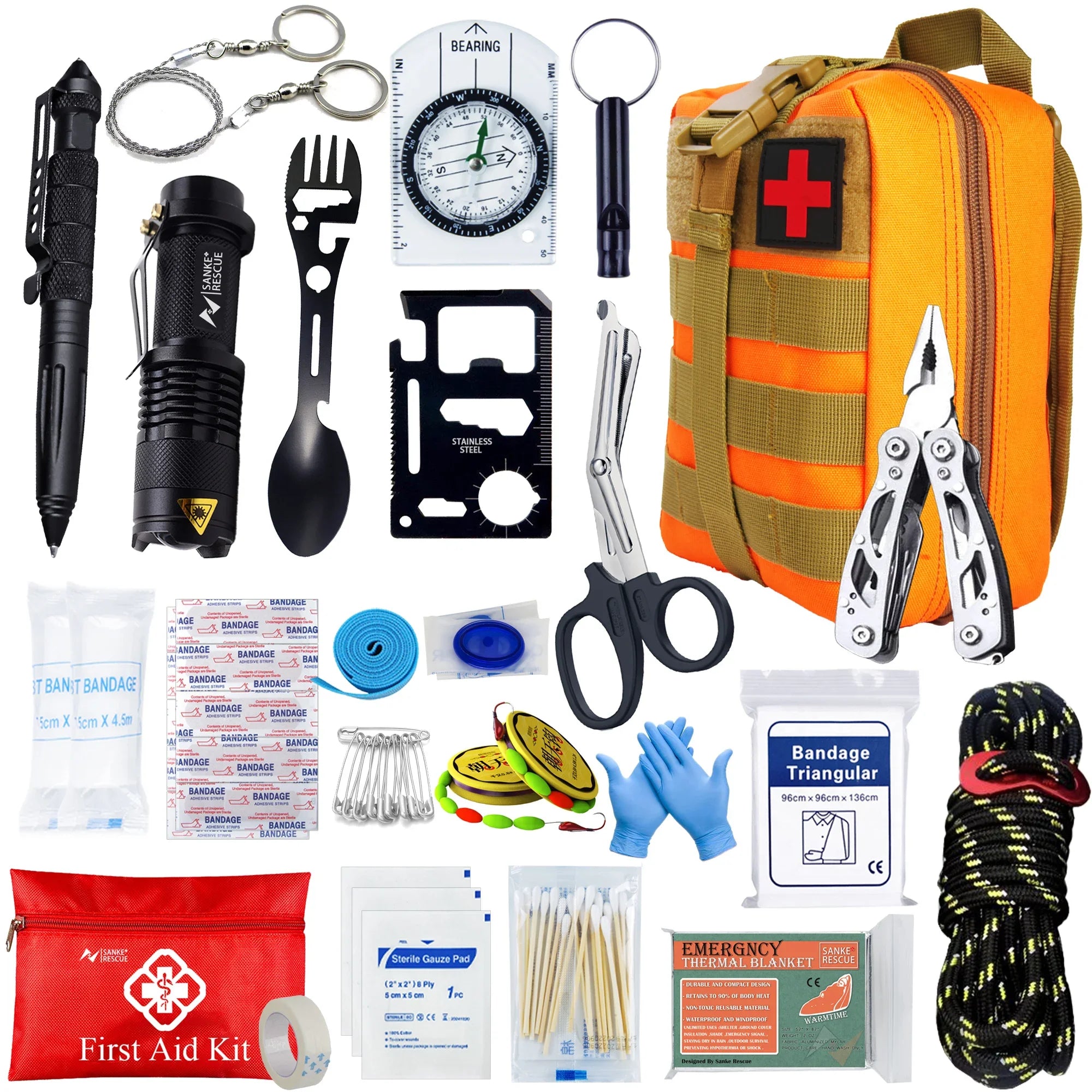 Survival First Aid Kit Survival Full Set Molle Outdoor Gear Emergency Kits Trauma Bag Camping Hiking IFAK Adventures EDC by Smarsty