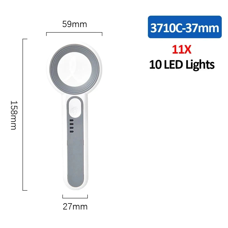 Rechargeable Handheld Magnifier with LED Light for Easy Reading - Smarsty