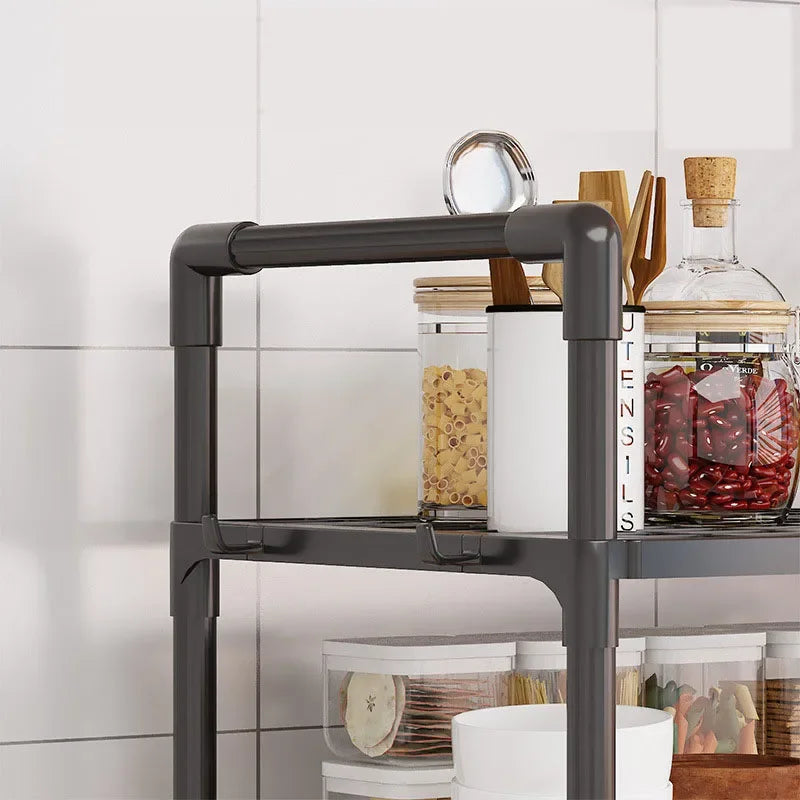 Multi-Layer Kitchen Storage Rack Condiment Organizer Shelf Microwave Shelf Simple Countertop Tidying Shelves Kitchen Accessories by Smarsty