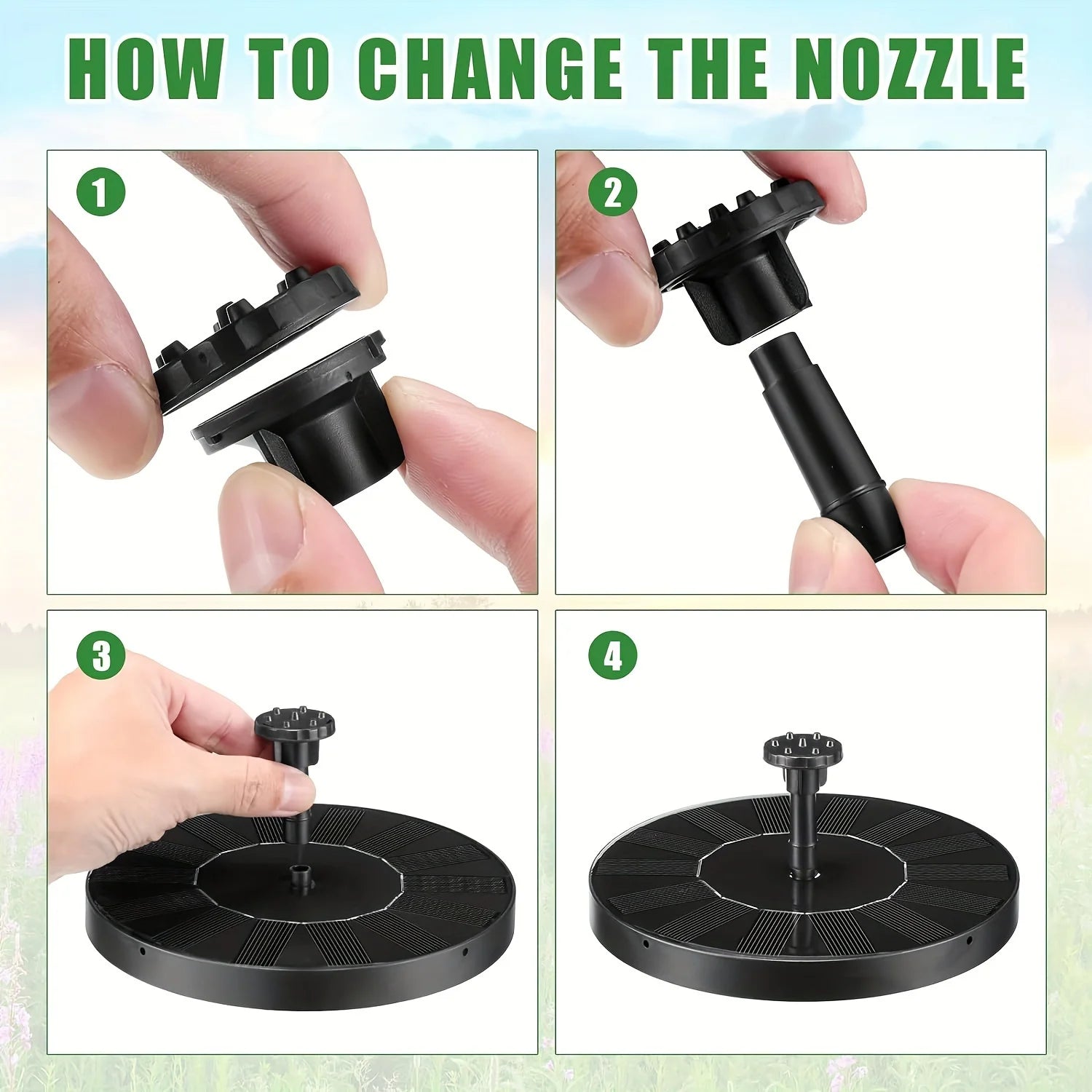 Solar Fountain Pump with Six Nozzles for Garden Decor - Smarsty