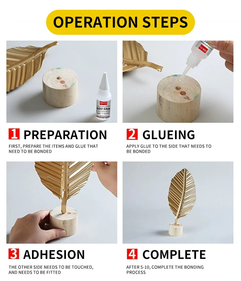 JXVX 1-5pcs 502 Super Glue Instant Quick-drying Cyanoacrylate Adhesive Leather Rubber Wood Metal Strong Bond Liquid Glue Tool - Smarsty