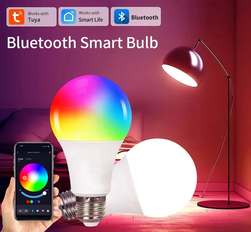 Tuya Smart E27 LED Bulb with RGB Colors and Remote Control - Smarsty