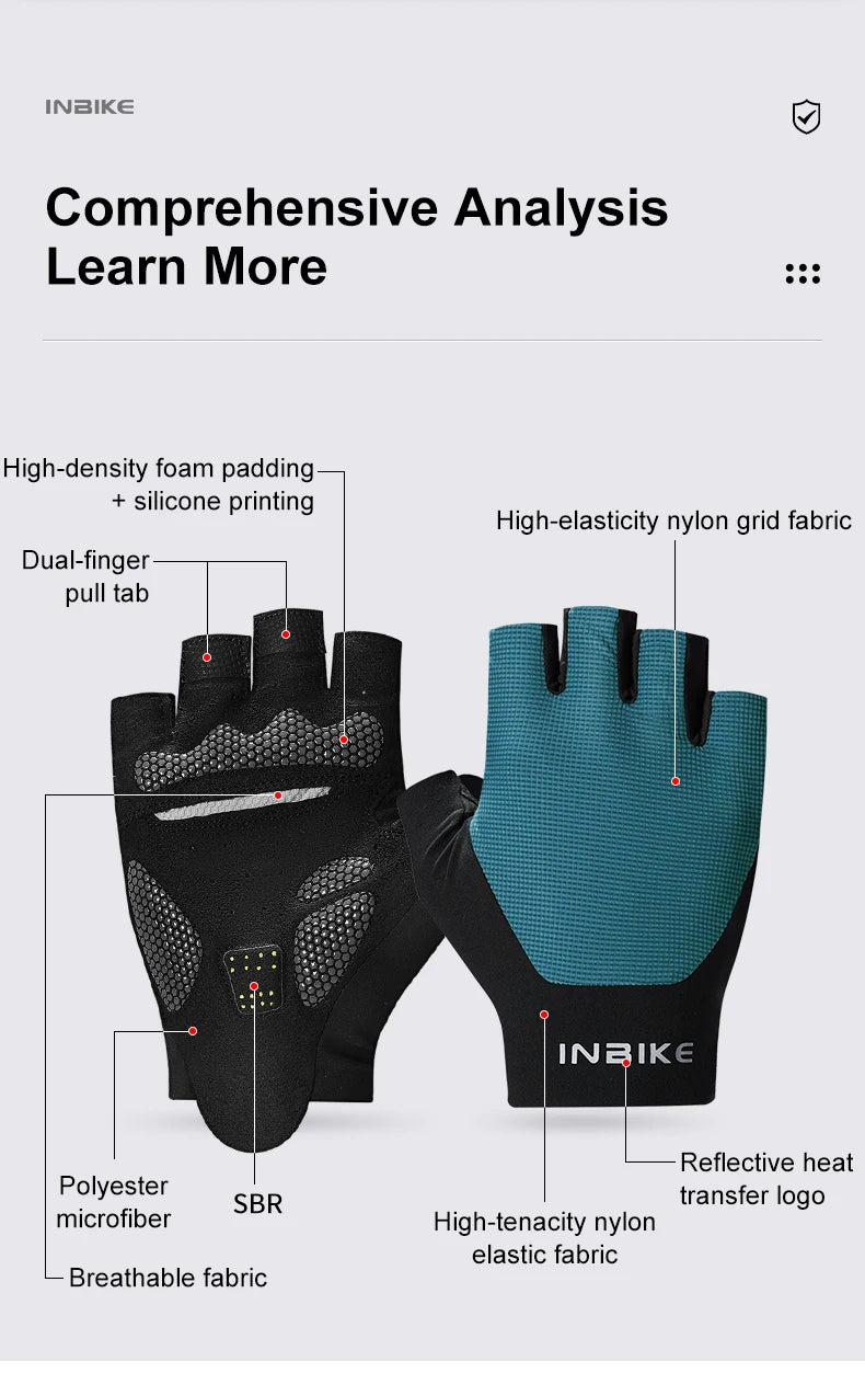 INBIKE Breathable Half Finger Cycling Gloves with Shock Absorption - Smarsty
