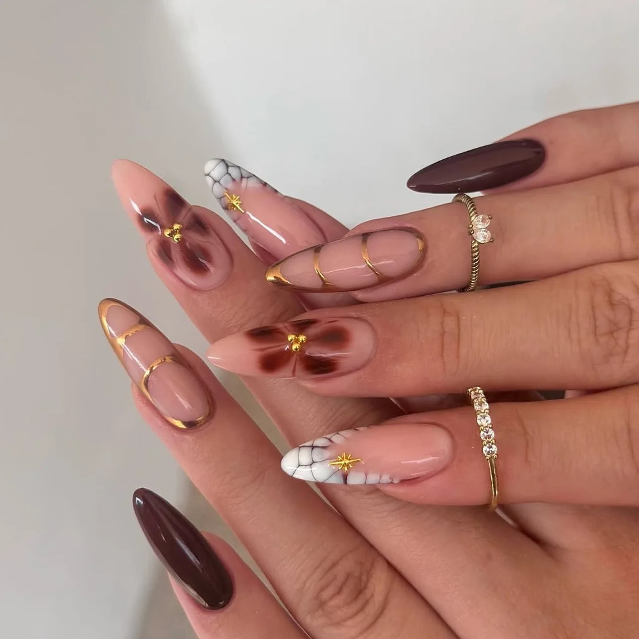 24pcs Flower Design Fake Nail Tips Full Cover - Smarsty