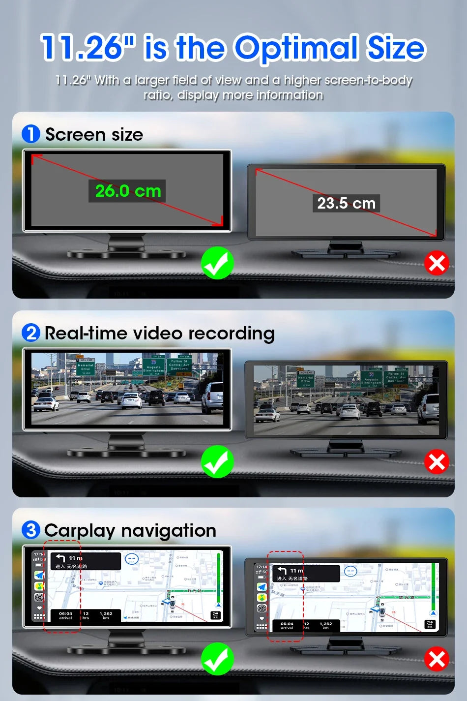 4K Dash Cam IPS Touch Screen With Wireless CarPlay Pro - Smarsty