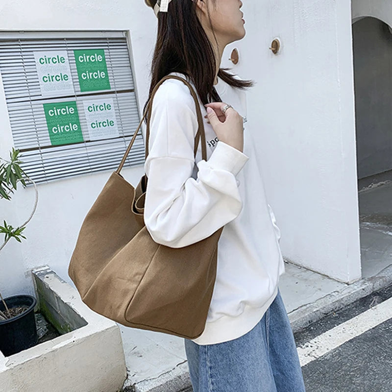Large Capacity Canvas Shopper Tote Reusable For Women - Smarsty