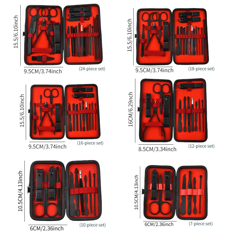 Convenient Black and Red Nail Clipper Set - Smarsty
