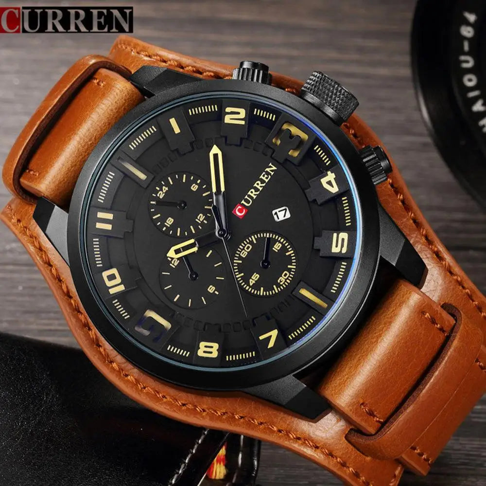 Elegant Multifunctional Men's Watch with Leather Strap - Smarsty
