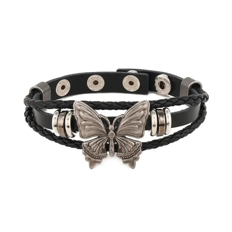 Unisex PU Leather Punk Bracelet with Spikes and Skull - Smarsty