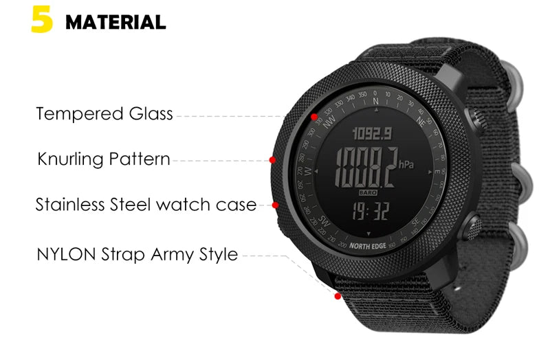 North Edge Men's Waterproof Digital Sports Watch with Altimeter - Smarsty