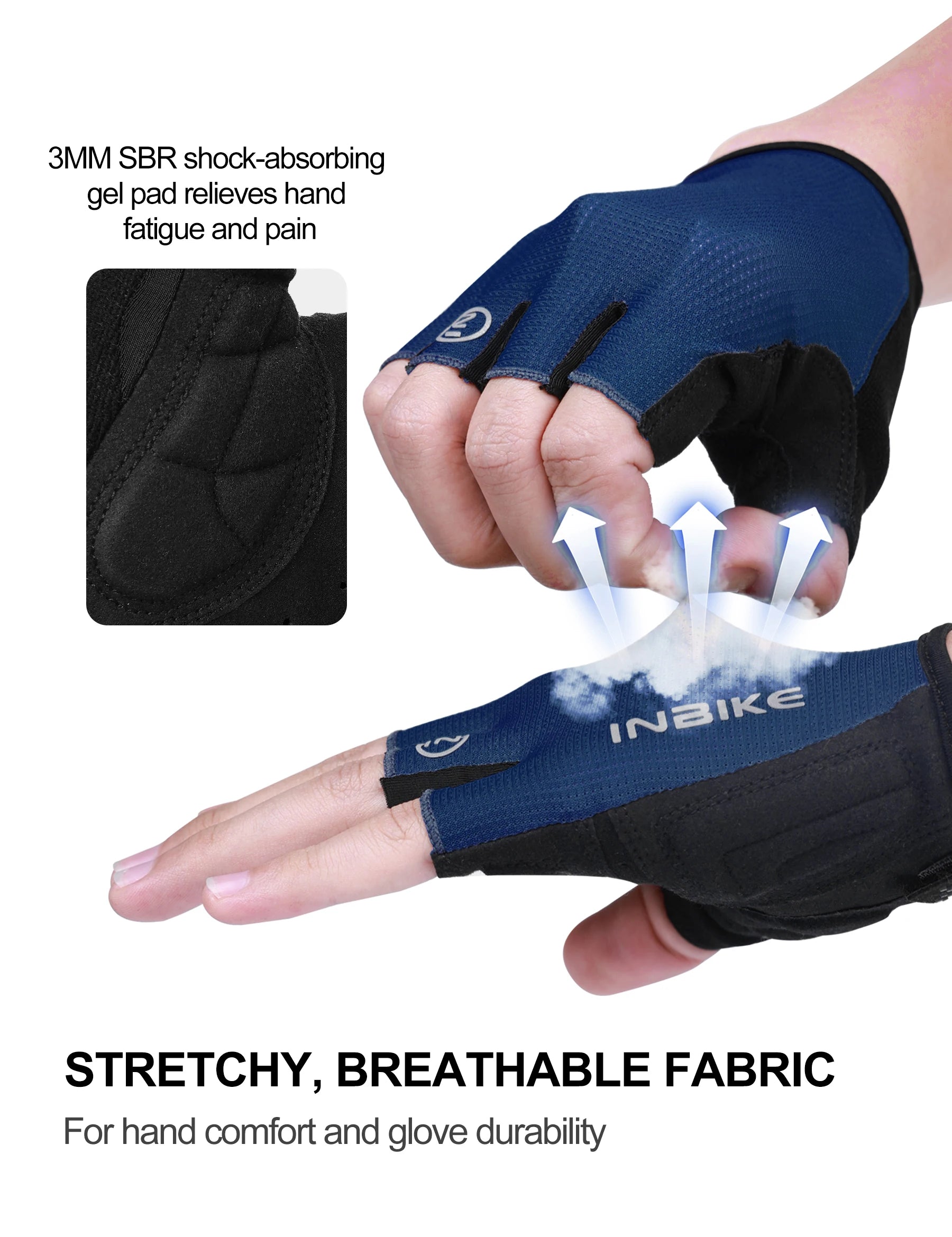 INBIKE Breathable Half Finger Cycling Gloves with Shock Absorption - Smarsty