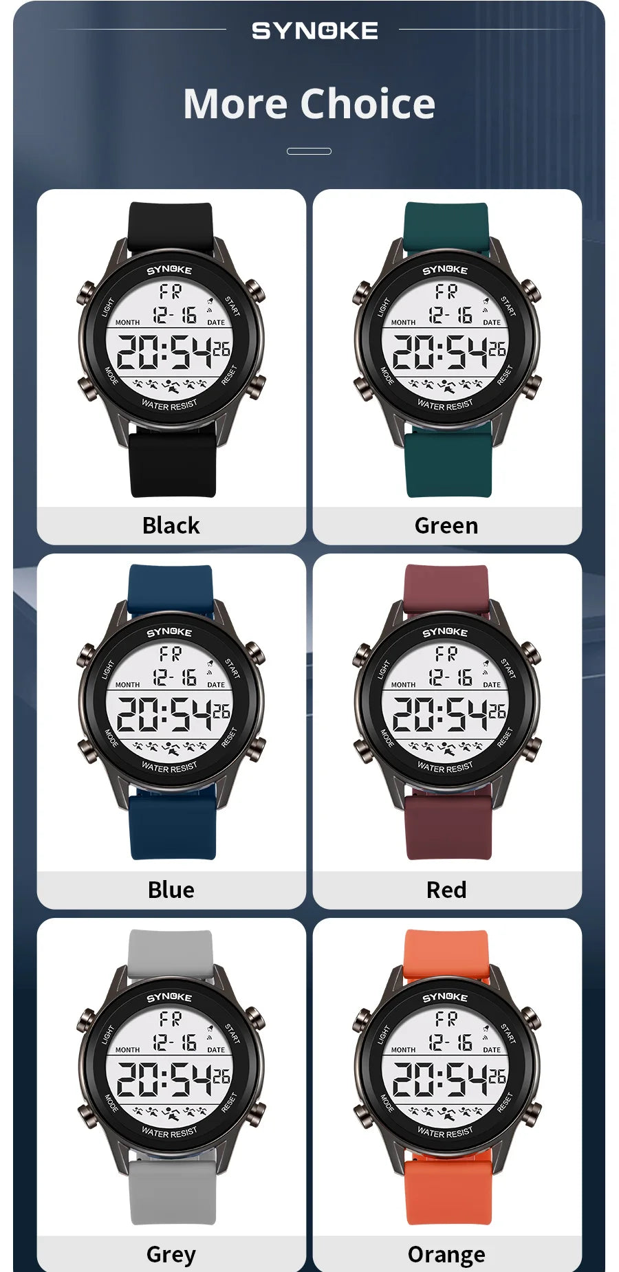 SYNOKE Men's Waterproof LED Digital Sports Watch - Smarsty