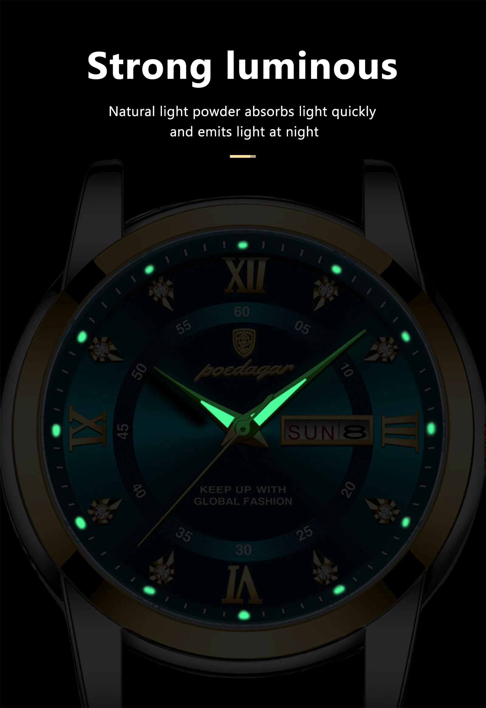 POEDAGAR Luxury Waterproof Men's Watch with Luminous Dial - Smarsty