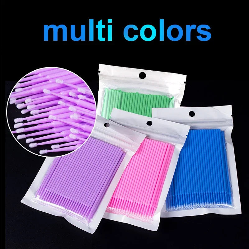 100Pcs Micro Cotton Swabs for Eyelash Cleaning - Smarsty