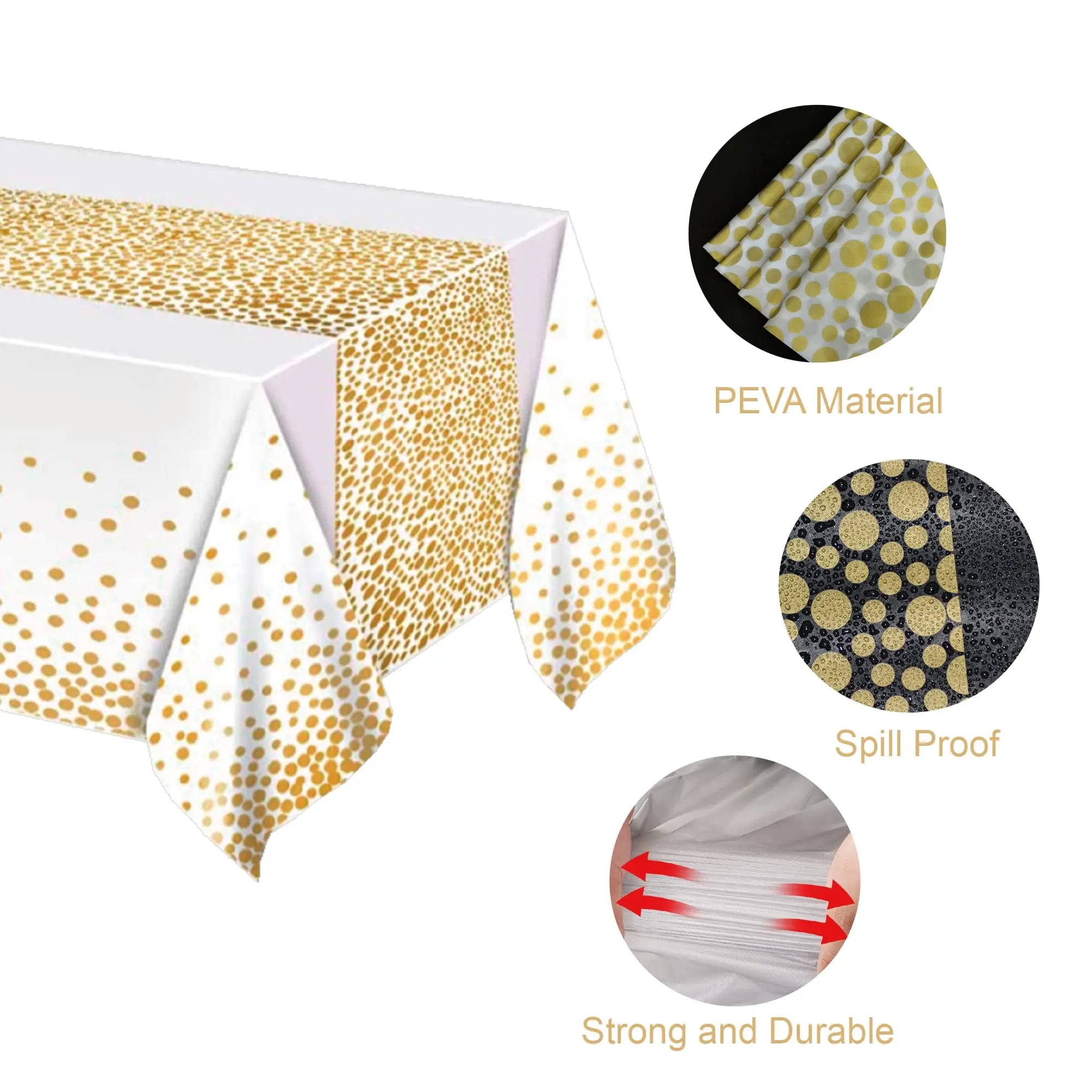 Black Gold Rectangular Tablecloth for Parties and Events - Smarsty
