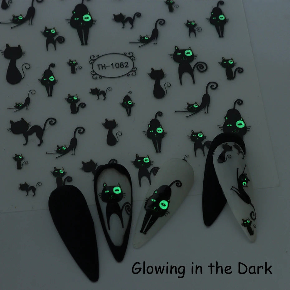 Cute Black Cat Nail Stickers for Fun Manicure Decor - Smarsty