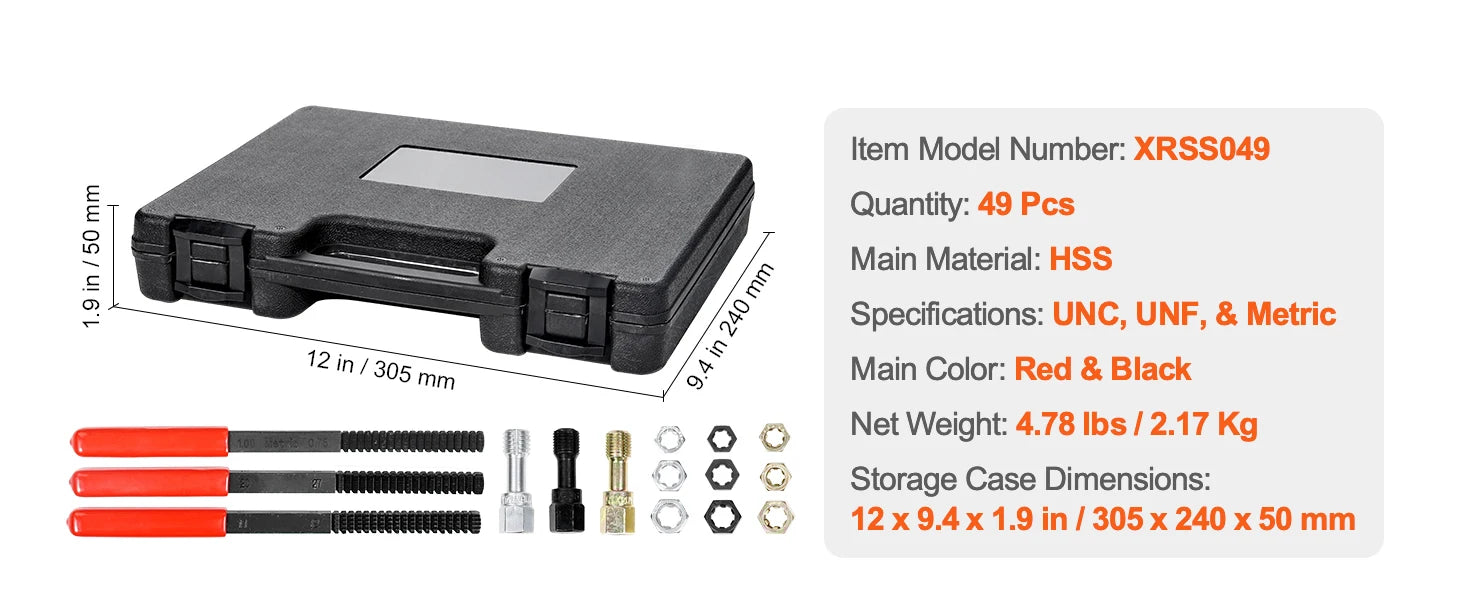 SucceBuy Thread Chaser Set UNC UNF Metric Thread Restorer Tool Rethreading Tool Kit Heat Treated Steel Mechanics DIY Enthusiast