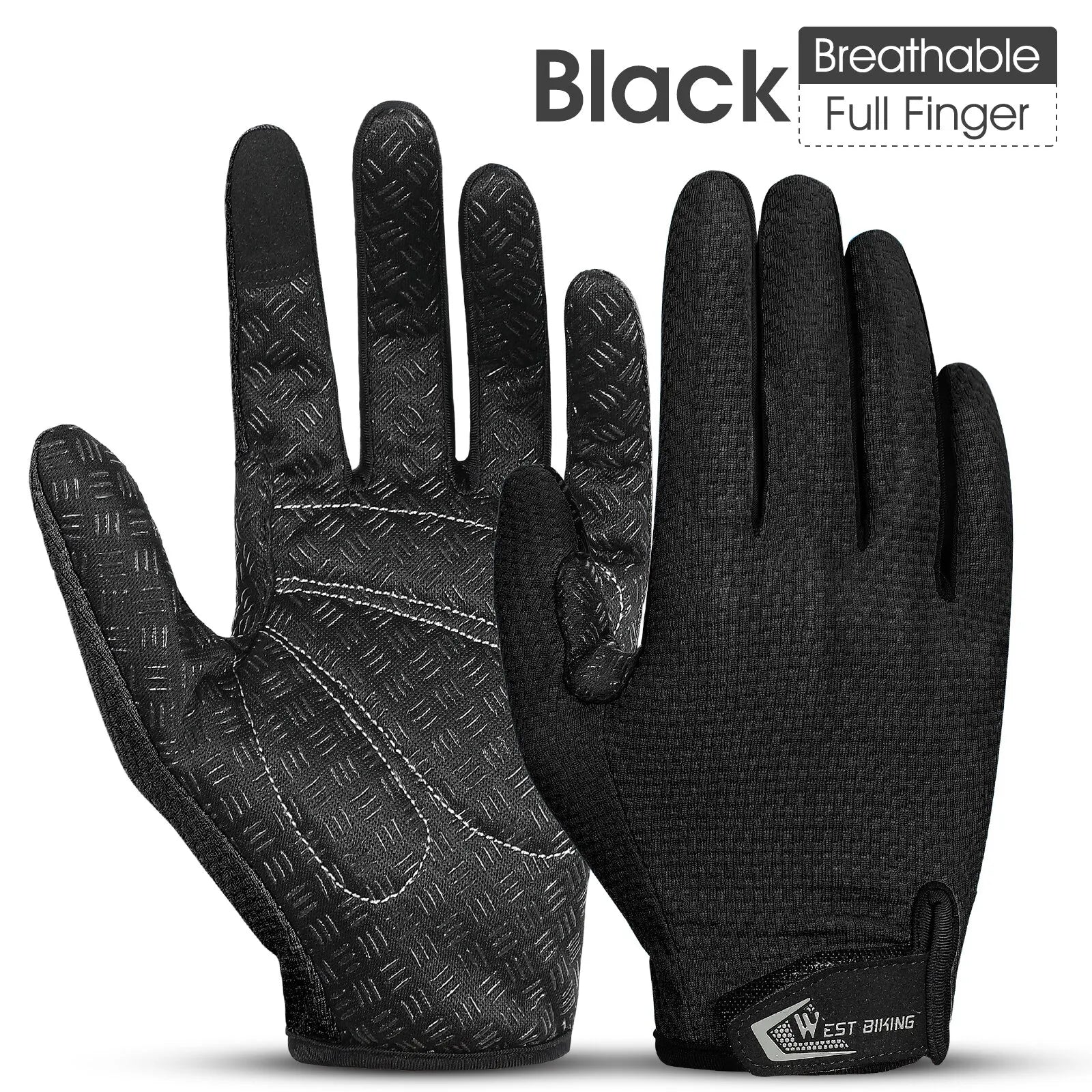West Biking Full Finger Cycling Gloves Non Slip Silicone Palm - Smarsty