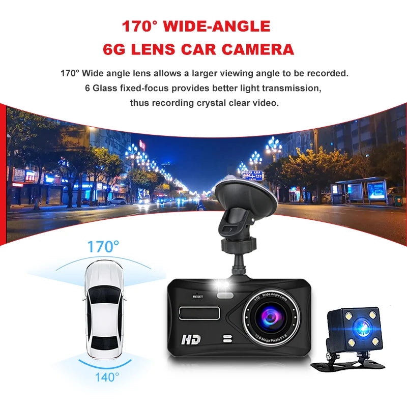 1080P Dash Cam With Night Vision Front And Rear Recording - Smarsty