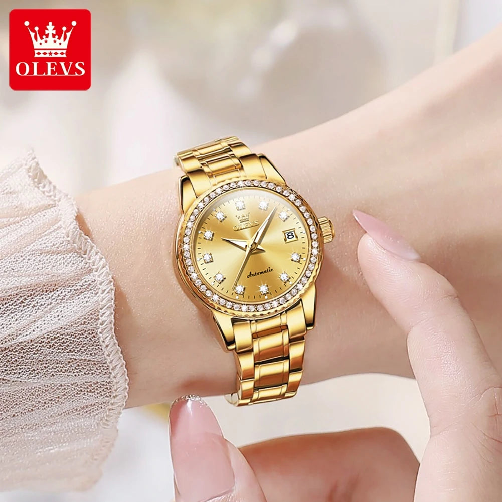 OLEVS Women's Automatic Waterproof Luxury Watch with Luminous Dial - Smarsty