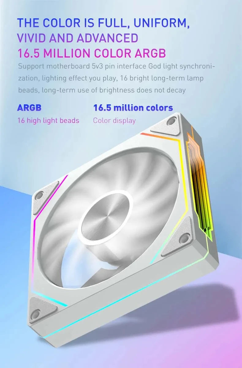 LDPCSJ OEM PRISM 5 PRO Computer Chassis Fan 12cm ARGB 4 Pin PWM Quiet Cooling Fan 12V Large Air Volume 45.2CFM/800-1600RPM
