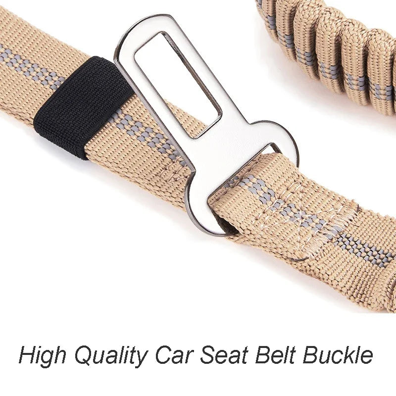 Reflective Bungee Dog Leash with Car Seatbelt Attachment - Smarsty