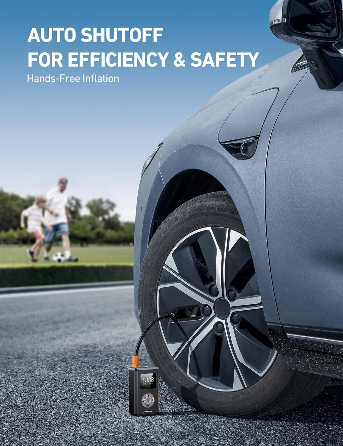 Tire Inflator Portable Air Compressor 150 PSI Cordless Mini Bike Tire Pump, Air Pump for Car with Pressure Gauge, LED Light