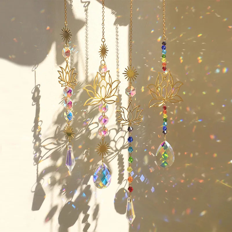 Crystal Lotus Sun Catcher for Outdoor Rainbow Effects - Smarsty