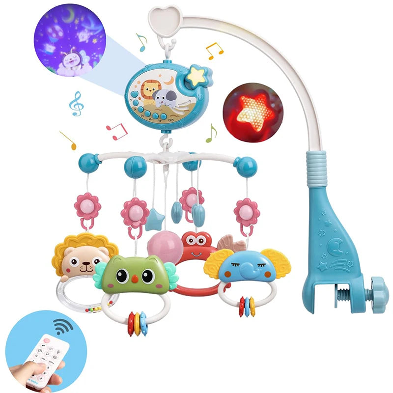 Musical Baby Crib Mobile with Lights Music Projection for Infants 0-6 Months Remote Control Crib Toys for Newborn Baby Mobile by Smarsty