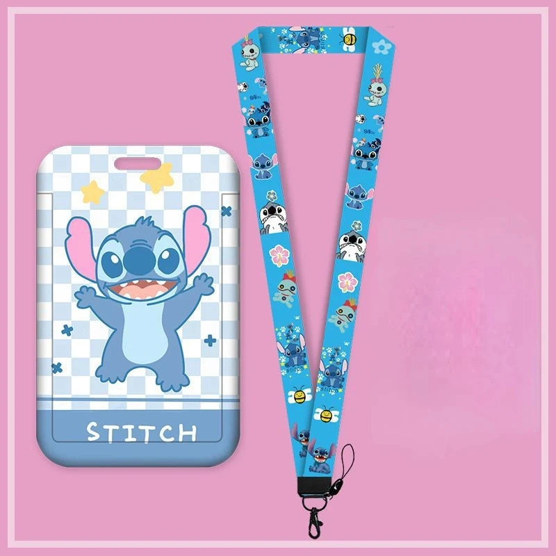 Disney Anime Credential Badge Holder Kawaii Stitch Card Holders Student Campus Lanyard Cards Holder Neck Straps for Kids Gift - Smarsty