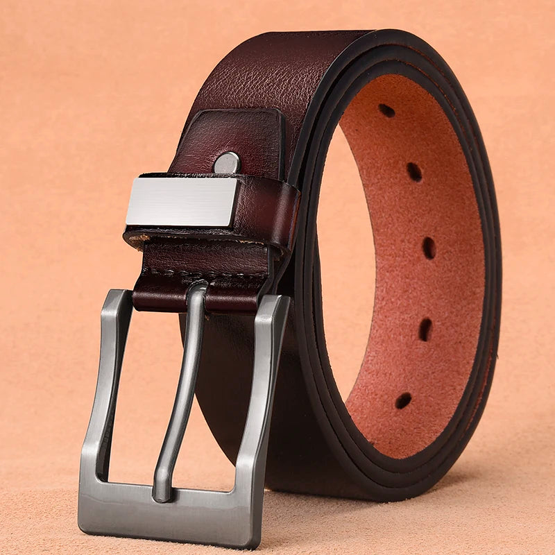 Men's Cow Leather Belt Classic Vintage Pin Buckle - Smarsty
