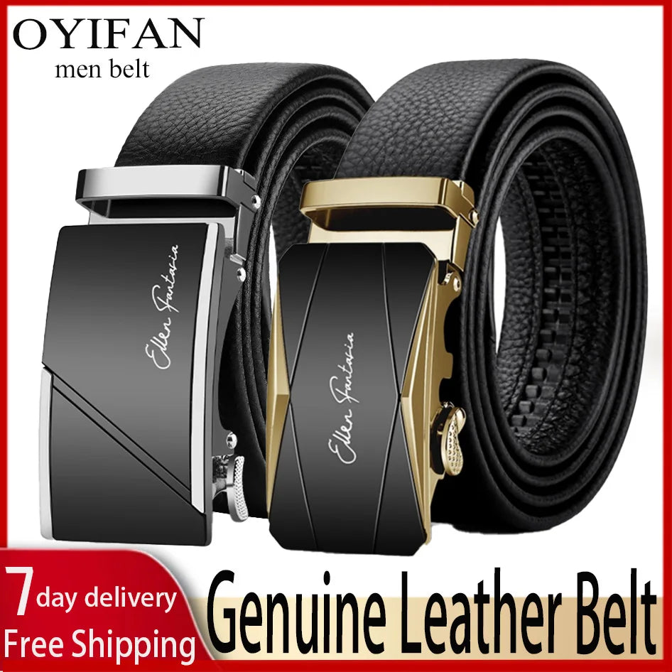 OYIFAN Genuine Leather Men Belt Adjustable Automatic Buckle - Smarsty