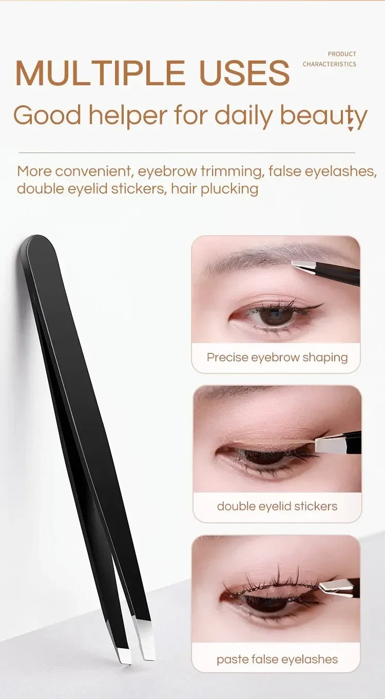 CNK Stainless Steel Black Eyebrow Tweezer for Precision Hair Removal - Smarsty