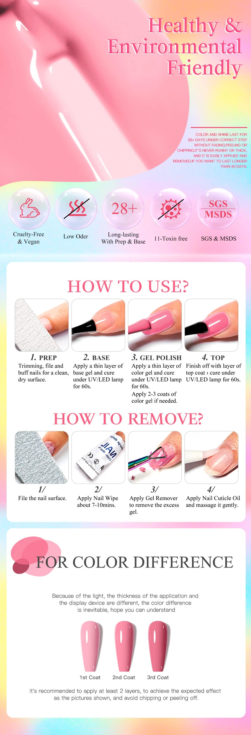 Pink Dried Flower Gel Nail Polish for Fairy Nail Art - Smarsty