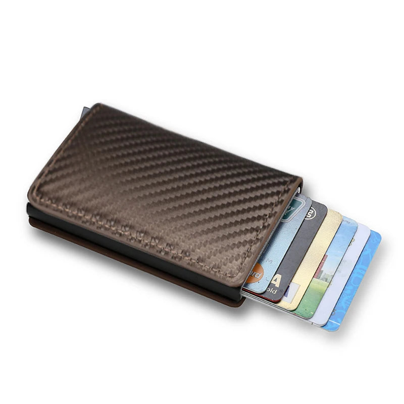 Anti Rfid Carbon Fiber ID Credit Card Holder Men Wallets Mini Automatic Pop up Bank Cardholder Case Minimalist Vallet Choice