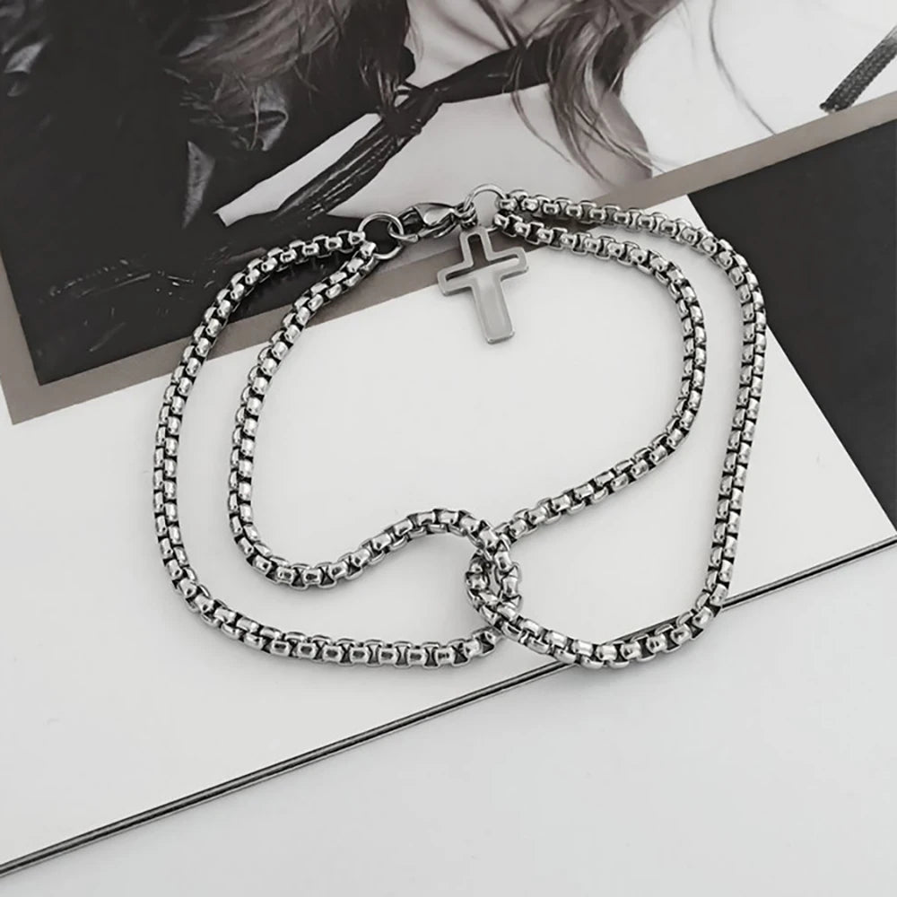 Men's Stainless Steel Cross Chain Bracelet Durable Design - Smarsty