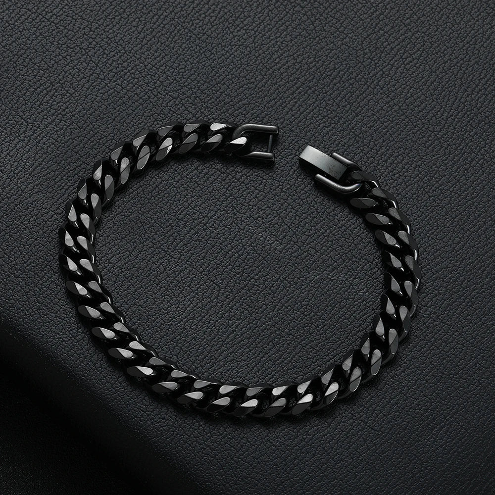8MM Titanium Steel Cuban Chain Bracelet for Men - Smarsty
