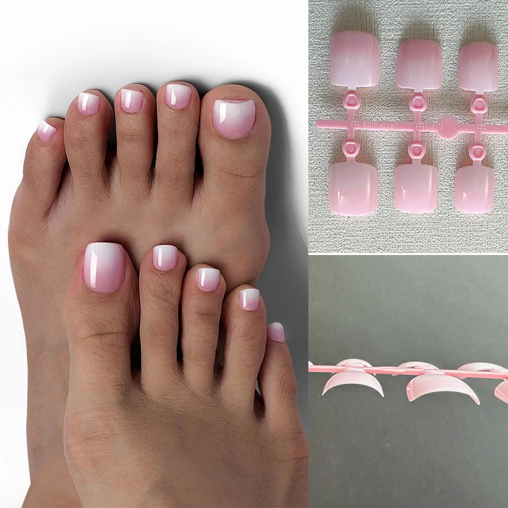 120 Pieces Pink Square Toe Nail Tips Full Cover Extensions - Smarsty