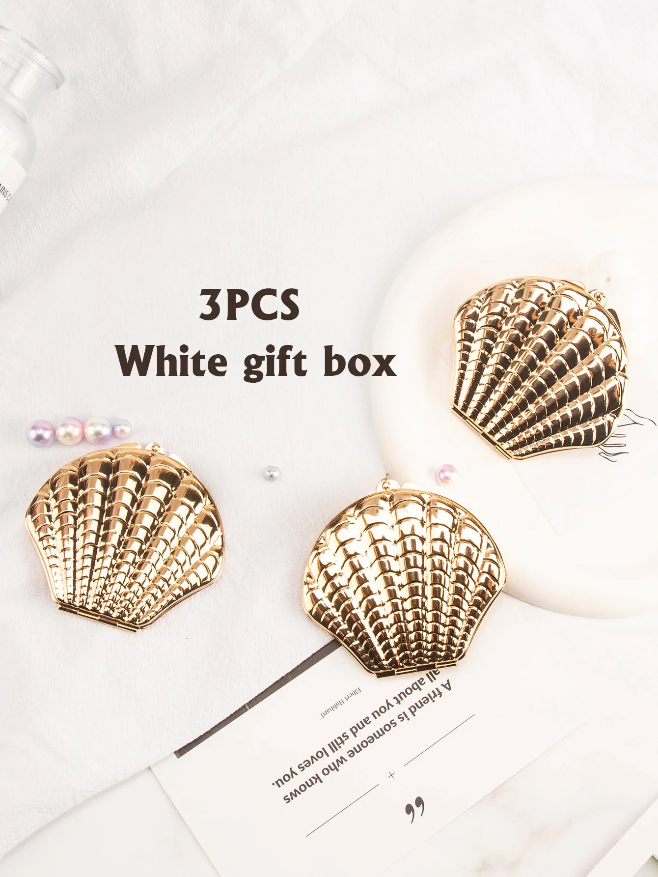 Golden Shell Double Sided Makeup Mirror Elegant Design - Smarsty