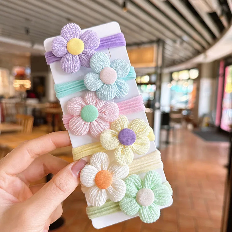 12 Pack Floral Bow Hair Ties Soft No Damage Elastic - Smarsty