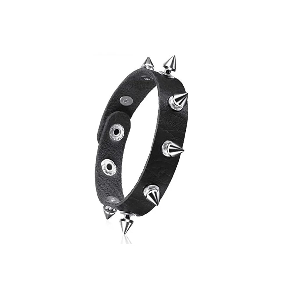 Adjustable Punk Rock Studded Leather Bracelet Set - Smarsty