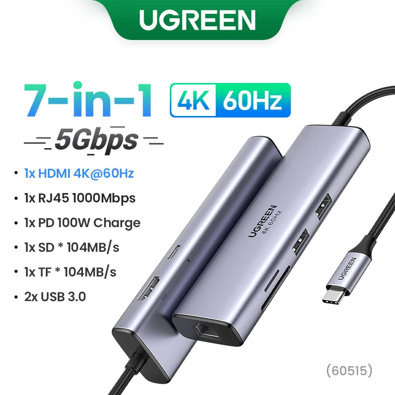 USB C Multiport Hub 4K HDMI Ethernet Dock PD100W Compact