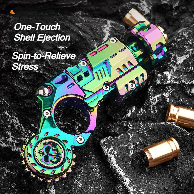 Shell-Ejecting Alloy Toy Pistol Set Stress Relief Fidget Sensory Toy Mini Finger Spinning Top EDC Desk Gadget Gift for Teen Boys - Smarsty