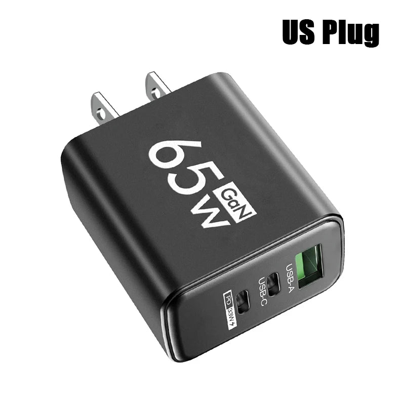 GaN Fast Charging 65W USB Type C Charger EU KR PD 3.0 Quick Charge Wall For Phone Adapter For iPhone 15 Xiaomi Huawei Samsung - Smarsty